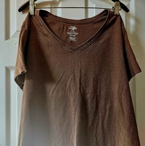 Tan Brown V-Neck Women's Top